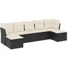 Image de vidaXL - 7-delige - Loungeset - met - kussens - poly - rattan - zwart