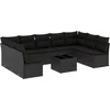 Image de vidaXL - 10-delige - Loungeset - met - kussens - poly - rattan - zwart