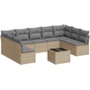 Image de vidaXL - 10-delige - Loungeset - met - kussens - poly - rattan - beige