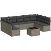 Image de vidaXL - 10-delige - Loungeset - met - kussens - poly - rattan - grijs