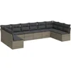 Image de vidaXL - 10-delige - Loungeset - met - kussens - poly - rattan - grijs