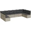 Image de vidaXL - 10-delige - Loungeset - met - kussens - poly - rattan - lichtgrijs