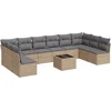 Image de vidaXL - 11-delige - Tuinset - met - kussens - poly - rattan - beige