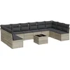 Image de vidaXL - 11-delige - Loungeset - met - kussens - poly - rattan - lichtgrijs