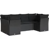 Image de vidaXL - 6-delige - Loungeset - met - kussens - poly - rattan - zwart
