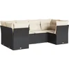 Image de vidaXL - 6-delige - Loungeset - met - kussens - poly - rattan - zwart