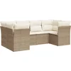 Image de vidaXL - 6-delige - Loungeset - met - kussens - poly - rattan - beige