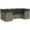 Image de vidaXL - 6-delige - Loungeset - met - kussens - poly - rattan - grijs