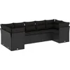 Image de vidaXL - 7-delige - Loungeset - met - kussens - poly - rattan - zwart