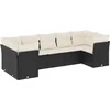 Image de vidaXL - 7-delige - Loungeset - met - kussens - poly - rattan - zwart