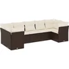 Image de vidaXL - 7-delige - Loungeset - met - kussens - poly - rattan - bruin