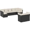 Image de vidaXL - 9-delige - Loungeset - met - kussens - poly - rattan - zwart