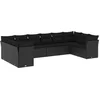 Image de vidaXL - 10-delige - Loungeset - met - kussens - poly - rattan - zwart