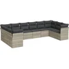 Image de vidaXL - 10-delige - Loungeset - met - kussens - poly - rattan - lichtgrijs