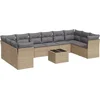 Image de vidaXL - 11-delige - Tuinset - met - kussens - poly - rattan - beige