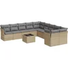 Image de vidaXL - 11-delige - Tuinset - met - kussens - poly - rattan - beige