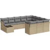 Image de vidaXL - 11-delige - Tuinset - met - kussens - poly - rattan - beige