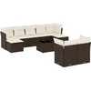 Image de vidaXL - 10-delige - Loungeset - met - kussens - poly - rattan - bruin