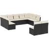 Image de vidaXL - 11-delige - Loungeset - met - kussens - poly - rattan - zwart