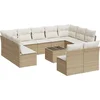 Image de vidaXL - 12-delige - Loungeset - met - kussens - poly - rattan - beige