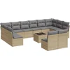 Image de vidaXL - 13-delige - Loungeset - met - kussens - poly - rattan - beige