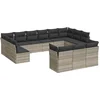 Image de vidaXL - 13-delige - Loungeset - met - kussens - poly - rattan - lichtgrijs