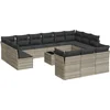 Image de vidaXL - 14-delige - Loungeset - met - kussens - poly - rattan - lichtgrijs