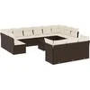 Image de vidaXL - 14-delige - Loungeset - met - kussens - poly - rattan - bruin