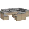 Image de vidaXL - 13-delige - Loungeset - met - kussens - poly - rattan - beige