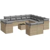 Image de vidaXL - 14-delige - Loungeset - met - kussens - poly - rattan - beige