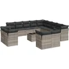 Image de vidaXL - 14-delige - Loungeset - met - kussens - poly - rattan - lichtgrijs
