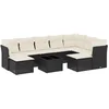 Image de vidaXL - 10-delige - Loungeset - met - kussens - poly - rattan - zwart