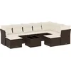Image de vidaXL - 10-delige - Loungeset - met - kussens - poly - rattan - bruin