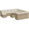 Image de vidaXL - 13-delige - Loungeset - met - kussens - poly - rattan - beige
