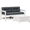 Image de vidaXL - 3-delige - Loungeset - met - kussens - massief - grenenhout - wit
