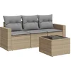 Image de vidaXL - 4-delige - Loungeset - met - kussens - poly - rattan - beige