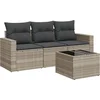 Image de vidaXL - 4-delige - Loungeset - met - kussens - poly - rattan - lichtgrijs