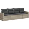 Image de vidaXL - 4-delige - Loungeset - met - kussens - poly - rattan - lichtgrijs