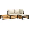 Image de vidaXL - 4-delige - Loungeset - met - kussens - massief - acaciahout