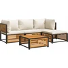 Image de vidaXL - 5-delige - Loungeset - met - kussens - massief - acaciahout