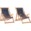 Image de vidaXL - Strandstoelen - 2 - st - inklapbaar - stof - blauw