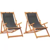 Image de vidaXL - Strandstoelen - 2 - st - inklapbaar - stof - grijs