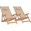Image de vidaXL - Strandstroelen - 2 - st - inklapbaar - stof - en - massief - hout - taupe