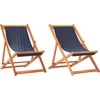 Image de vidaXL - Strandstoelen - 2 - st - inklapbaar - stof - blauw