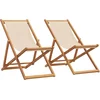Image de vidaXL - Strandstroelen - 2 - st - inklapbaar - stof - en - massief - hout - beige