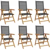 Image de vidaXL - Tuinstoelen - 6 - st - verstelbaar - poly - rattan - en - massief - hout - zwart
