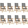 Image de vidaXL - Tuinstoelen - 8 - st - verstelbaar - poly - rattan - en - massief - hout - zwart