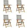 Image de vidaXL - Tuinstoelen - 4 - st - verstelbaar - poly - rattan - en - massief - hout - grijs