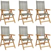 Image de vidaXL - Tuinstoelen - 6 - st - verstelbaar - poly - rattan - en - massief - hout - grijs