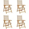 Image de vidaXL - Tuinstoelen - 4 - st - verstelbaar - poly - rattan - en - massief - hout - beige